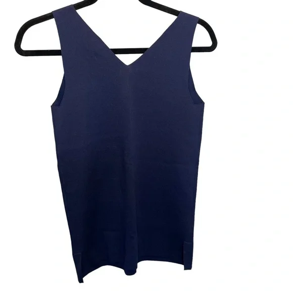 Anne Klein Suit Separates Double V-Neck Sleeveless Top in Navy Eclipse XS New - Picture 8 of 9